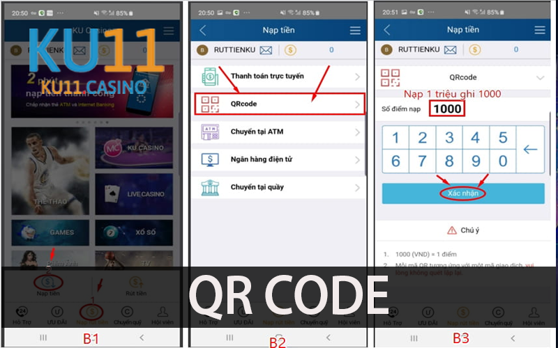 Nạp tiền bằng QR CODE